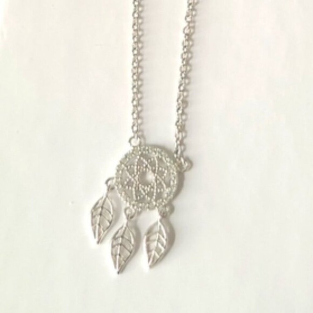 Native Indigenous Symbol Jewelry Silver Tone Dream Catcher Statement Necklace